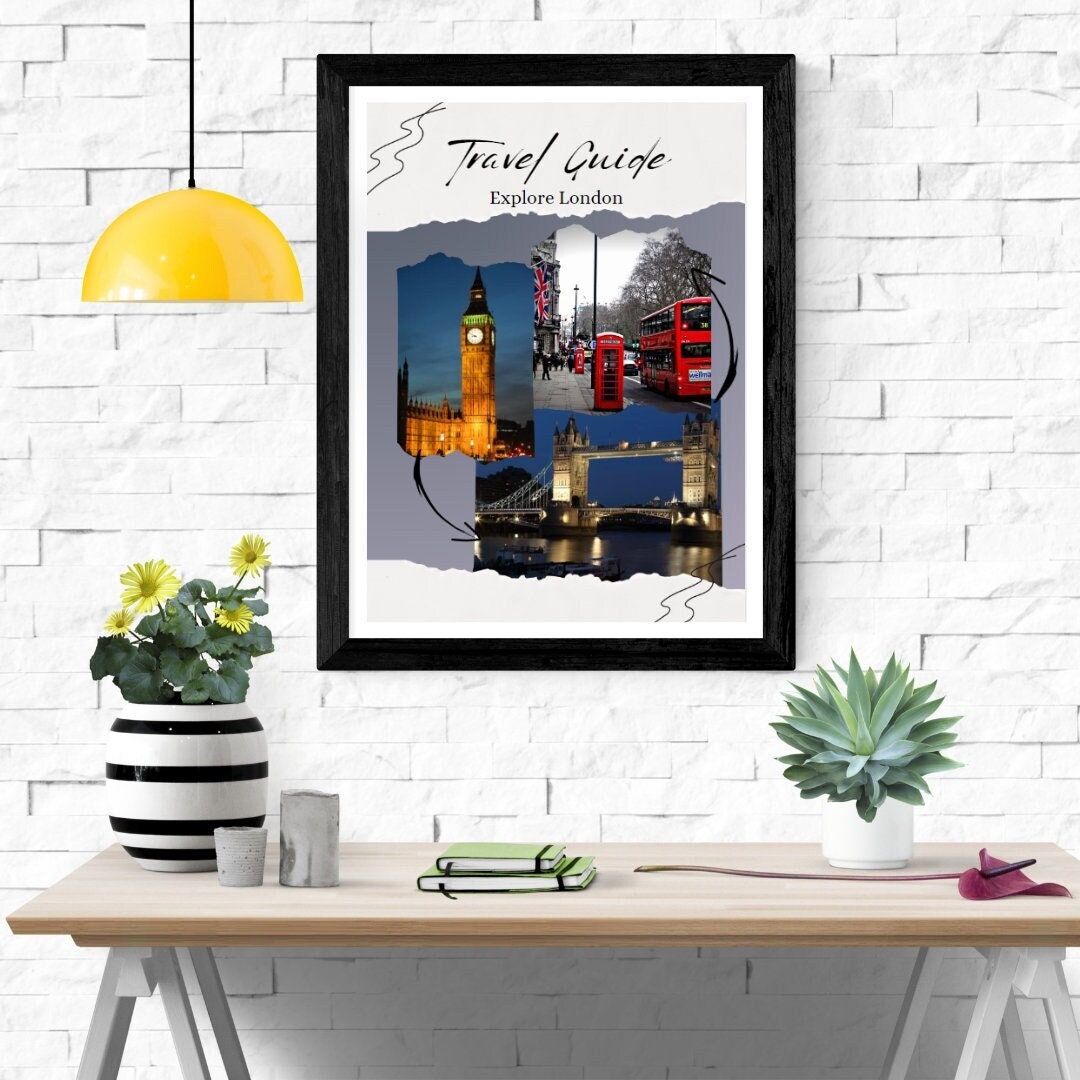 Affiche Numérique - TRAVEL GUIDE "Explore London", Poster Voyage, Format JPG avec Résolution 300 ppp, Impression possible du Format A1 à A6