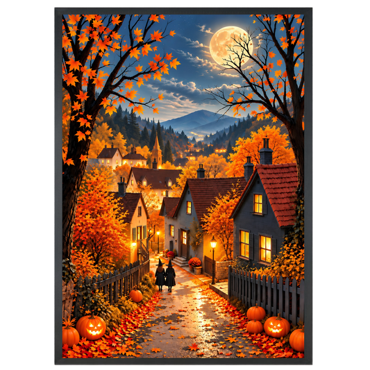 Affiche imprimée "Édition Premium" – Scène automnale d'Halloween