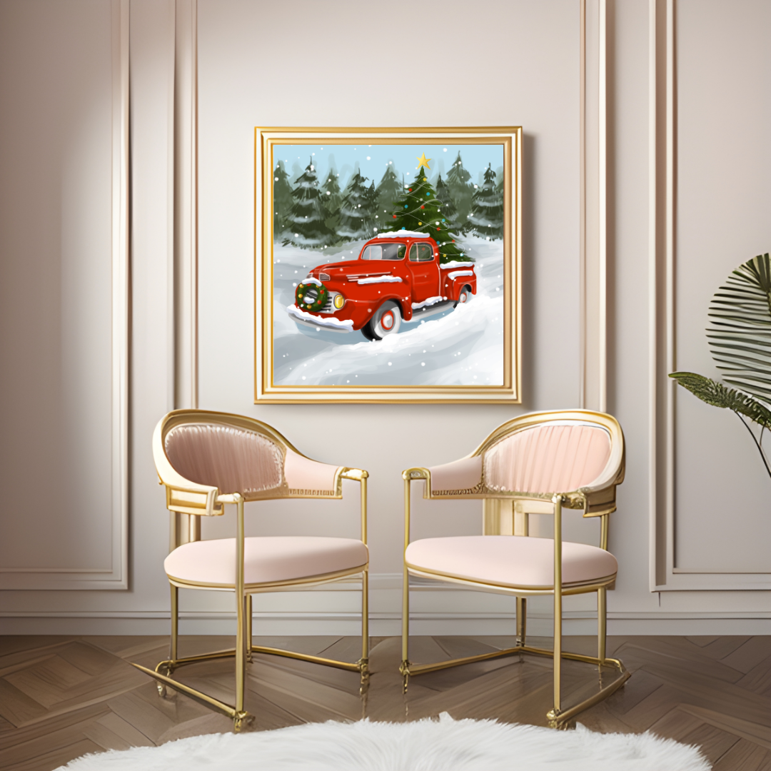 Affiche Imprimée de Noël Premium, illustration de vacances, affiche de style vintage, art mural de neige, impression rétro / Premium Christmas Printed Poster, Holiday Illustration, Vintage Style Poster, Snow Wall Art, Retro Print