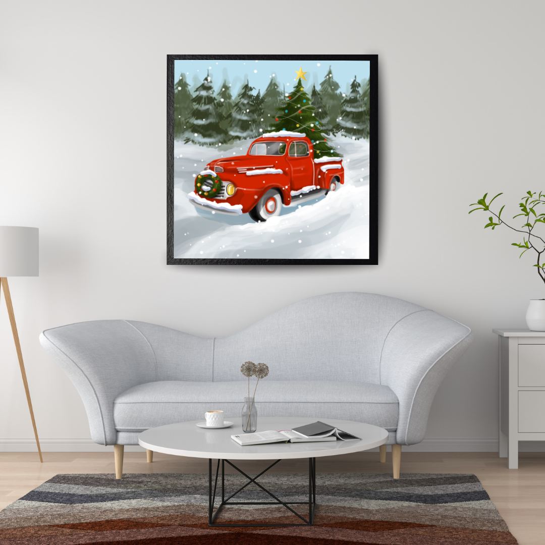 Affiche Imprimée de Noël Premium, illustration de vacances, affiche de style vintage, art mural de neige, impression rétro / Premium Christmas Printed Poster, Holiday Illustration, Vintage Style Poster, Snow Wall Art, Retro Print