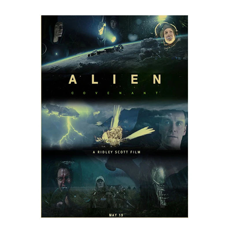 Affiches de Film d'Horreur Classique, Imprimés de Toile Rétro Alien, Art Mural en Papier Kraft, Impression Salon, Décor Maison / Classic Horror Movie Poster Wall Art Canvas Painting Retro Alien Contract Kraft Paper Printing Living Room Modern Home Decor