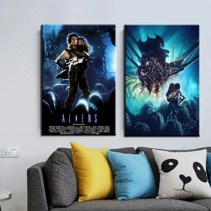 Affiches de Film d'Horreur Classique, Imprimés de Toile Rétro Alien, Art Mural en Papier Kraft, Impression Salon, Décor Maison / Classic Horror Movie Poster Wall Art Canvas Painting Retro Alien Contract Kraft Paper Printing Living Room Modern Home Decor