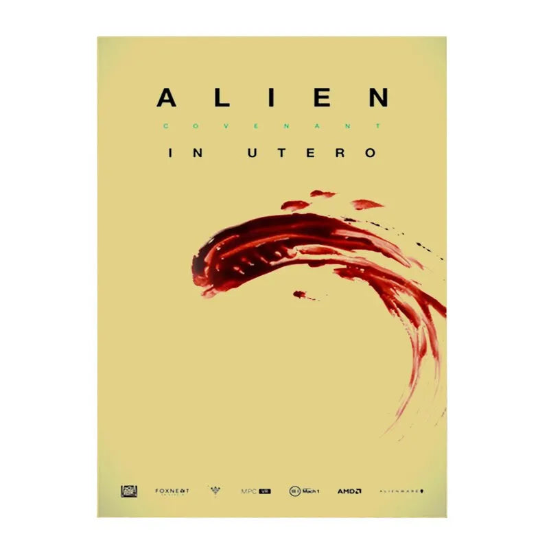 Affiches de Film d'Horreur Classique, Imprimés de Toile Rétro Alien, Art Mural en Papier Kraft, Impression Salon, Décor Maison