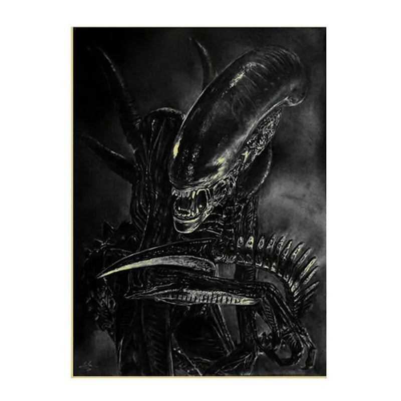 Affiches de Film d'Horreur Classique, Imprimés de Toile Rétro Alien, Art Mural en Papier Kraft, Impression Salon, Décor Maison / Classic Horror Movie Poster Wall Art Canvas Painting Retro Alien Contract Kraft Paper Printing Living Room Modern Home Decor