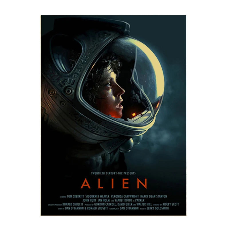 Affiches de Film d'Horreur Classique, Imprimés de Toile Rétro Alien, Art Mural en Papier Kraft, Impression Salon, Décor Maison