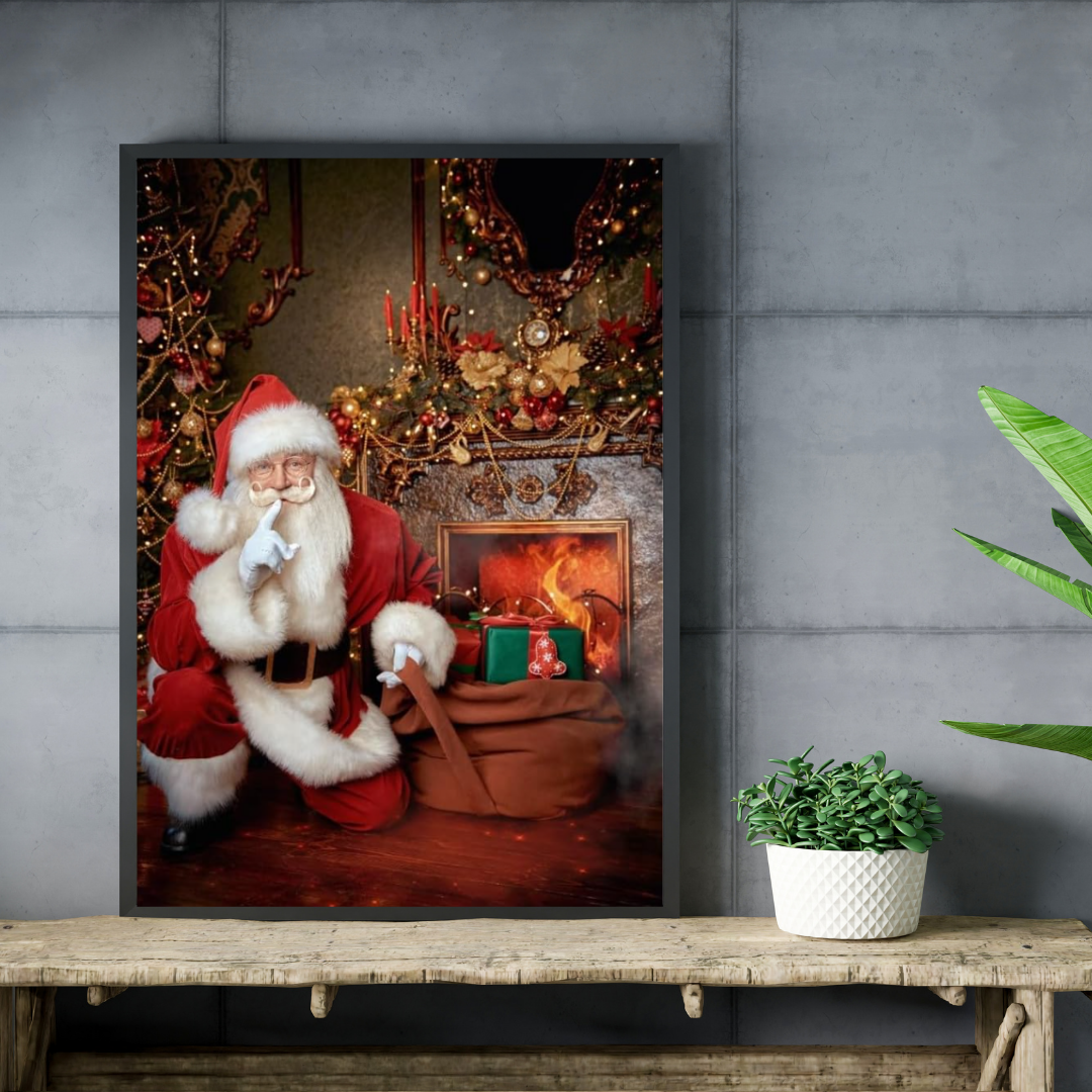 Premium Christmas Printed Poster, Santa Claus Illustration, Vintage Style Poster, Christmas Wall Art, Retro Print