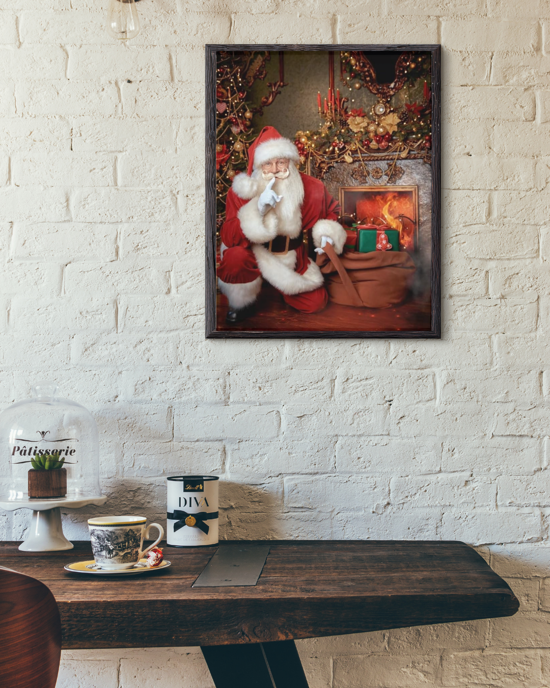 Premium Christmas Printed Poster, Santa Claus Illustration, Vintage Style Poster, Christmas Wall Art, Retro Print