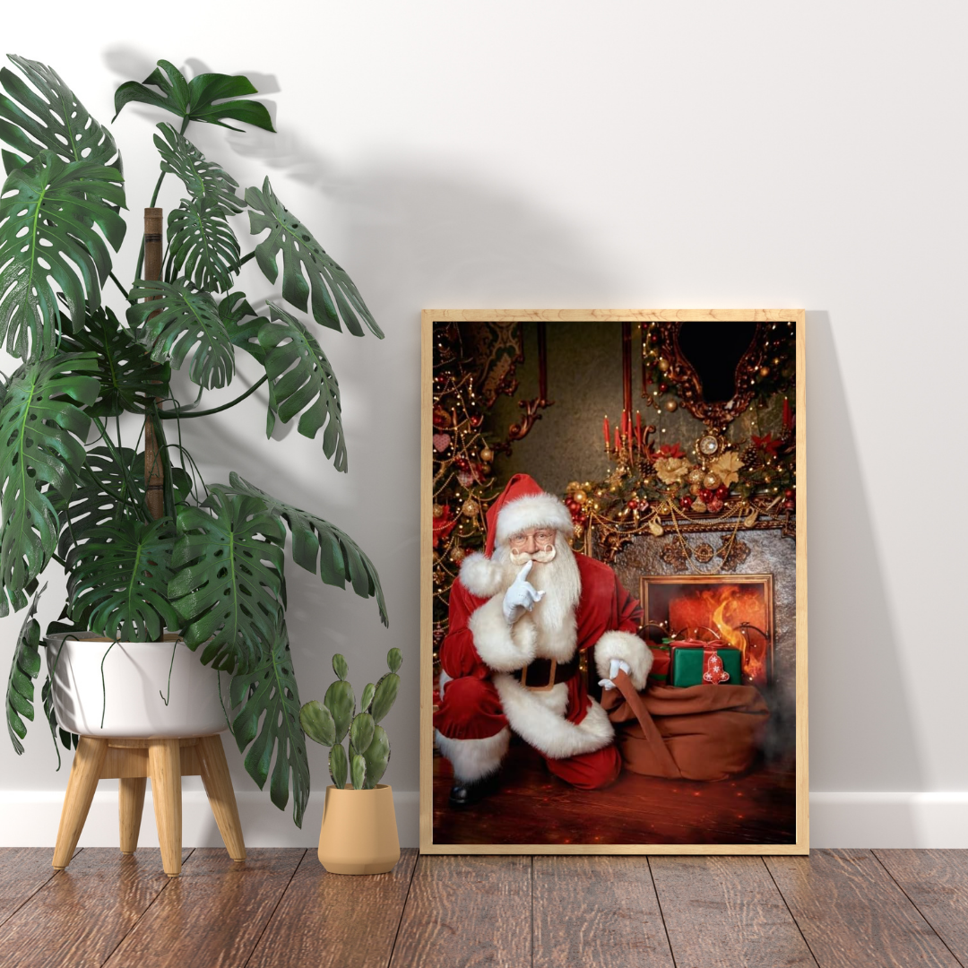 Premium Christmas Printed Poster, Santa Claus Illustration, Vintage Style Poster, Christmas Wall Art, Retro Print