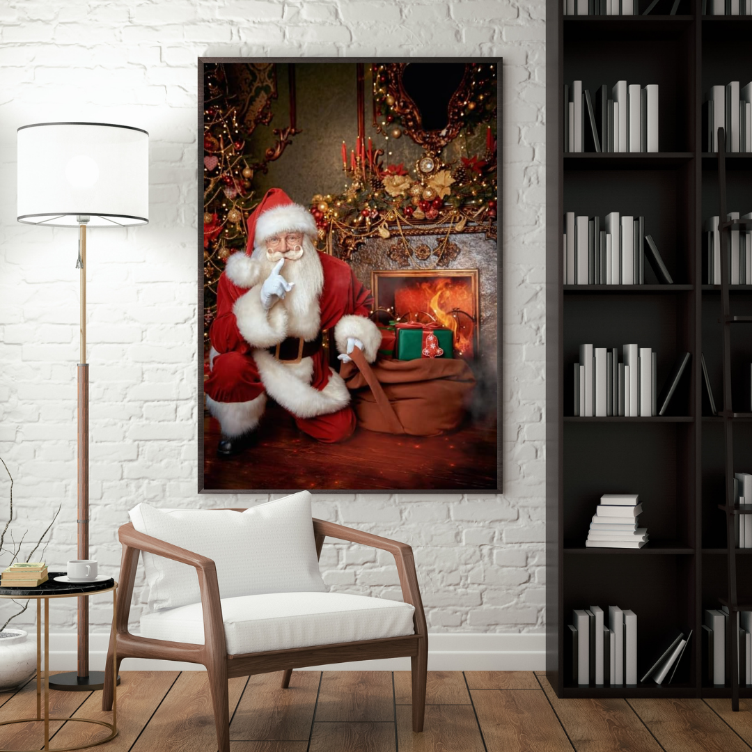 Premium Christmas Printed Poster, Santa Claus Illustration, Vintage Style Poster, Christmas Wall Art, Retro Print