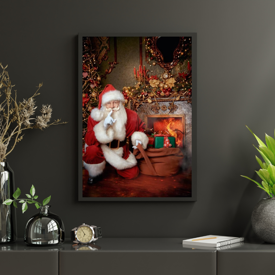 Premium Christmas Printed Poster, Santa Claus Illustration, Vintage Style Poster, Christmas Wall Art, Retro Print