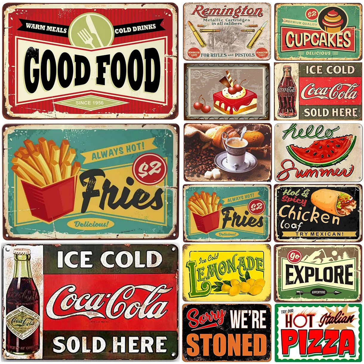 Plaques en Métal Rétro : Keepos, Pizza, Gâteaux, Cola, Aliments, Boissons, Décoration murale Maison, Bars, Restaurants / Keepos Pizza Cake Cola Foods Drinking Metal Signs Posters Plate, Wall Decor for Restaurant Bars, Retro Poster Plaque