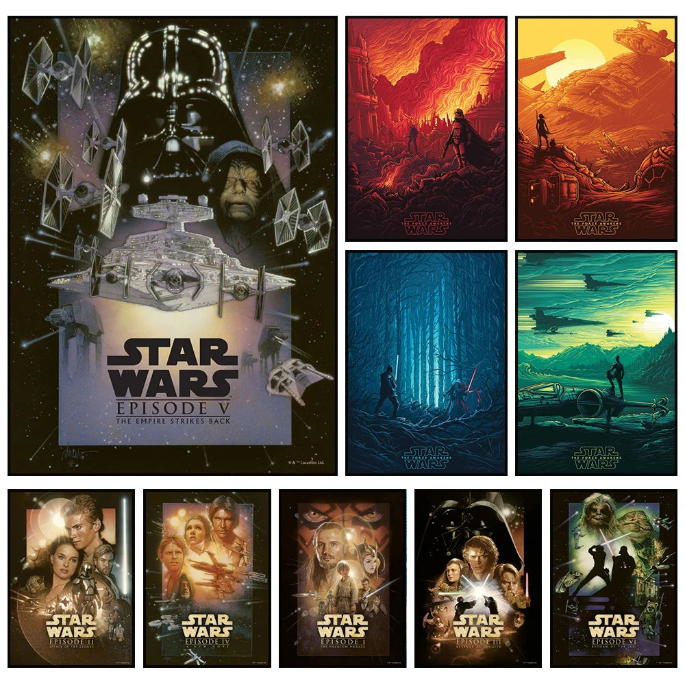 Peinture Décorative sur Toile STAR WARS, Art Mural de Film, Affiche Rétro, Cadeau de Décoration de Maison, Impression Esthétique / Star Wars Canvas Decorative Painting Movie Art Mural Retro Poster Modern Home Wall Decoration Gift and Printing Aesthetic