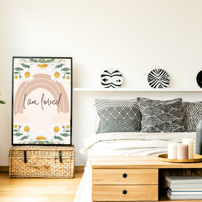 Boho Digital Poster "I am loved", Positive Affirmation Poster, JPG Format - 300 dpi resolution, Printing possible from A2 to A6 Format
