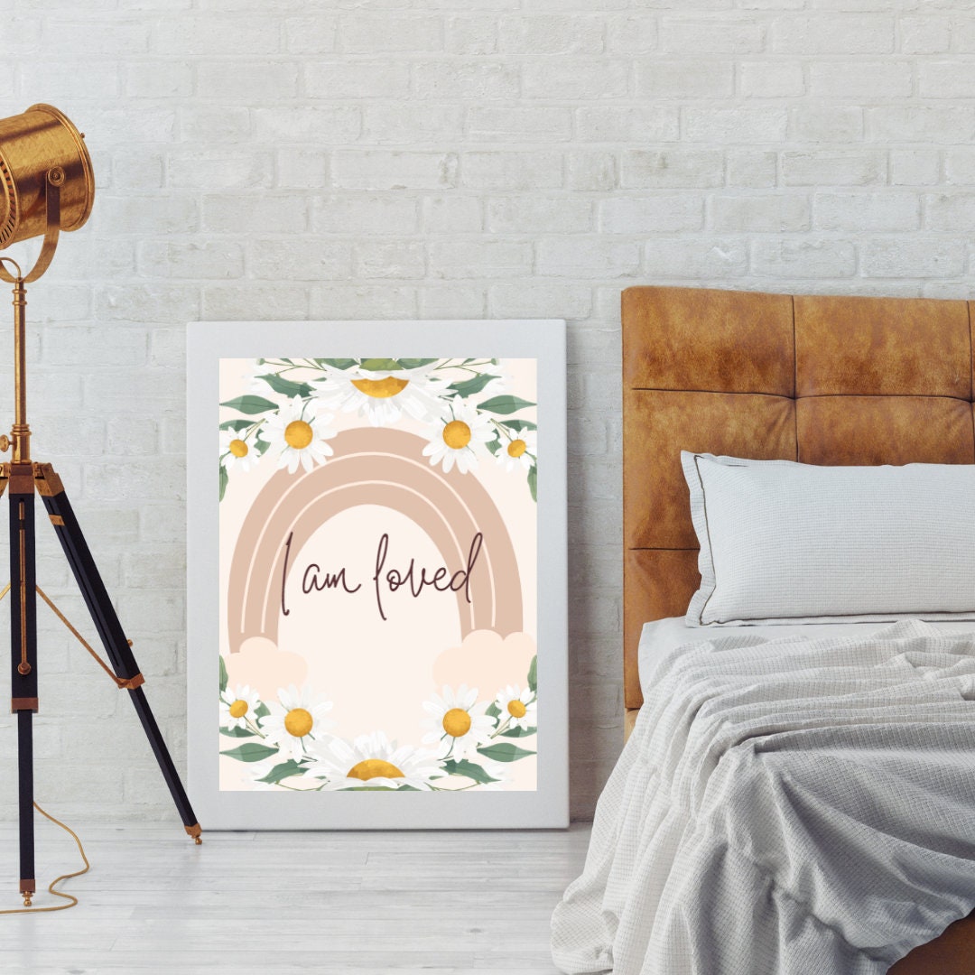 Boho Digital Poster "I am loved", Positive Affirmation Poster, JPG Format - 300 dpi resolution, Printing possible from A2 to A6 Format