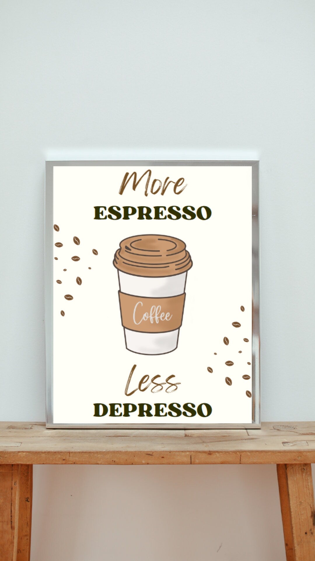 Digital Poster "More Espresso Less Depresso", in JPG file, Humor Illustration, Cool Poster, Bar/Office/Kitchen Decor, Colleague Gift