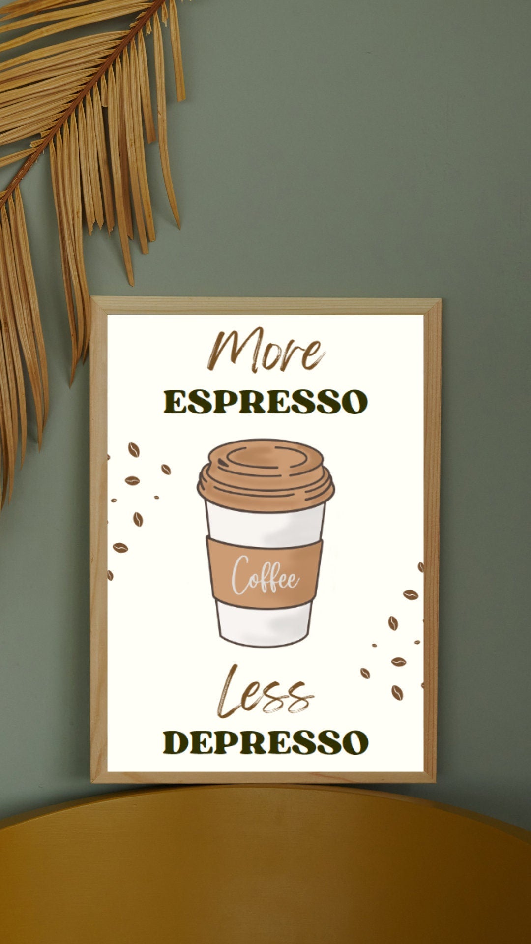 Digital Poster "More Espresso Less Depresso", in JPG file, Humor Illustration, Cool Poster, Bar/Office/Kitchen Decor, Colleague Gift