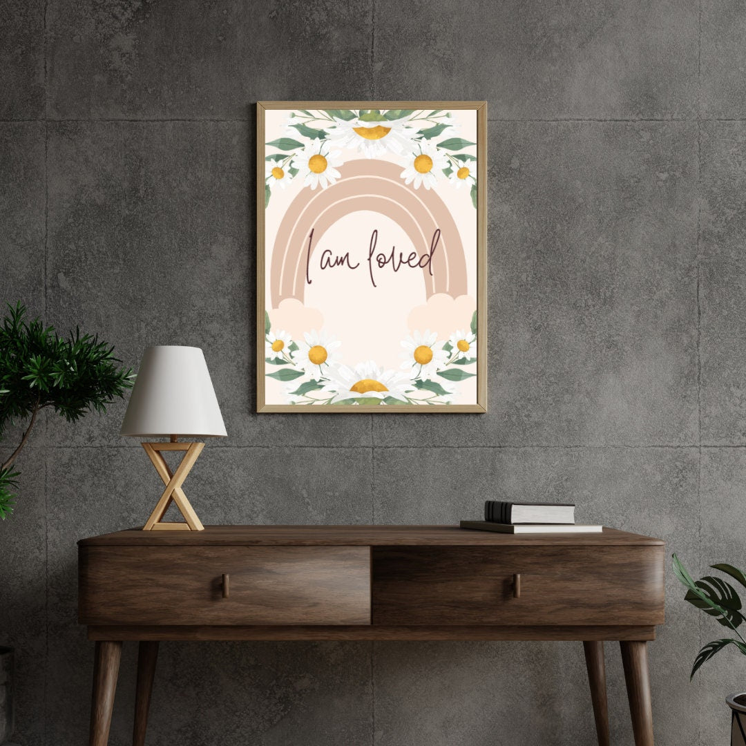 Boho Digital Poster "I am loved", Positive Affirmation Poster, JPG Format - 300 dpi resolution, Printing possible from A2 to A6 Format