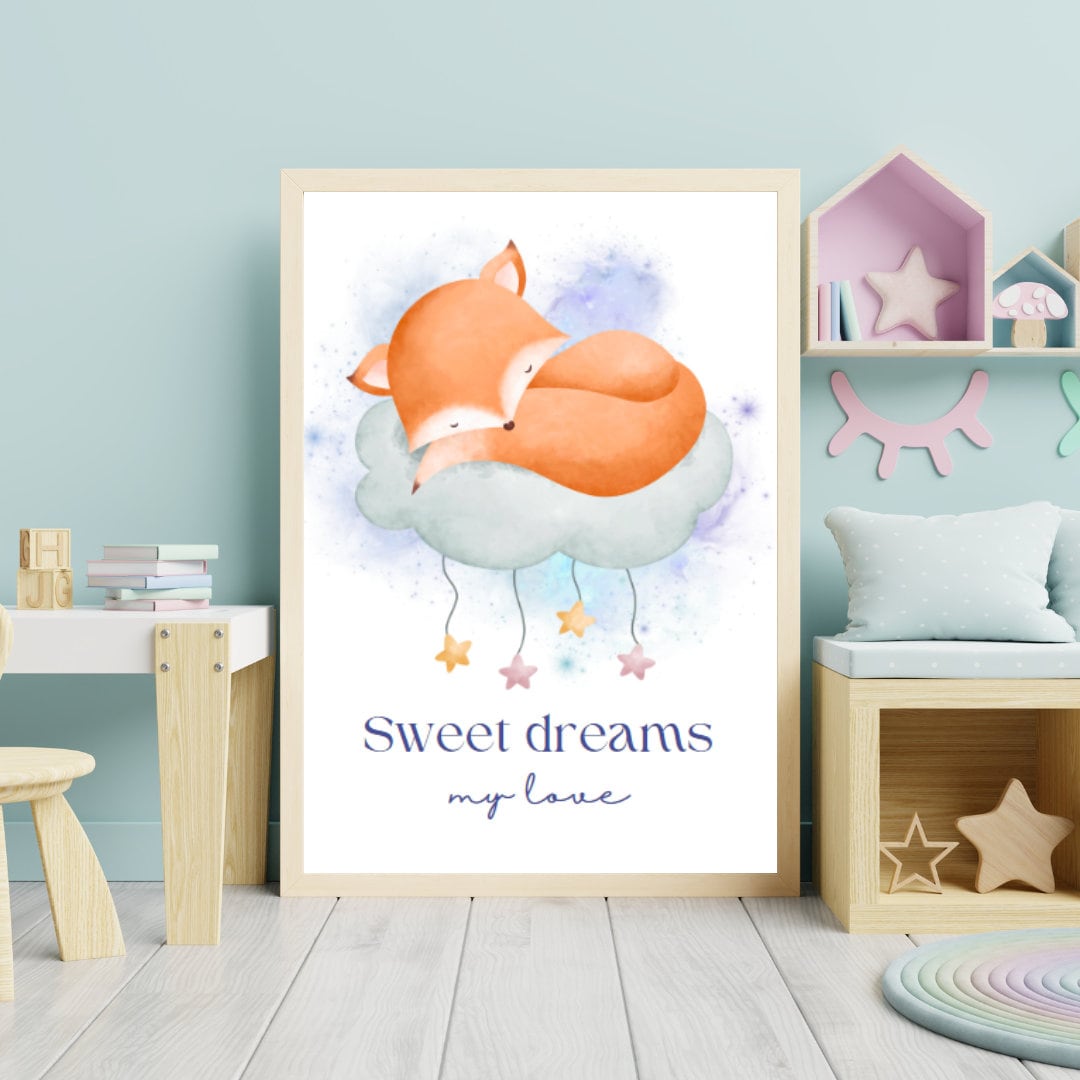 Affiche Numérique Chambre Bébé/Enfant Bohème "Sweat dream", Format JPG - Résolution : 300 DPI, Impression du Format A2 à A6 / Boho Baby/Child Room Digital Poster "Sweat dream", JPG Format - Resolution : 300 DPI, Printing from A2 to A6 Format