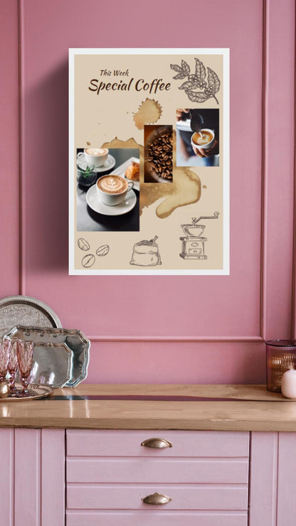 Digital Poster "This Week - Special Coffee", Coffee Poster, JPG Format with Resolution of 300 dpi, Printing possible from A2 to A6 Format