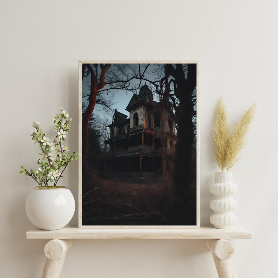 Affiche Numérique HORREUR - Maison Hantée, en Fichiers : 1 PDF et 1 JPG (300 dpi), Art Mural, Impression Halloween, Format A2 - 42 x 59,4 cm