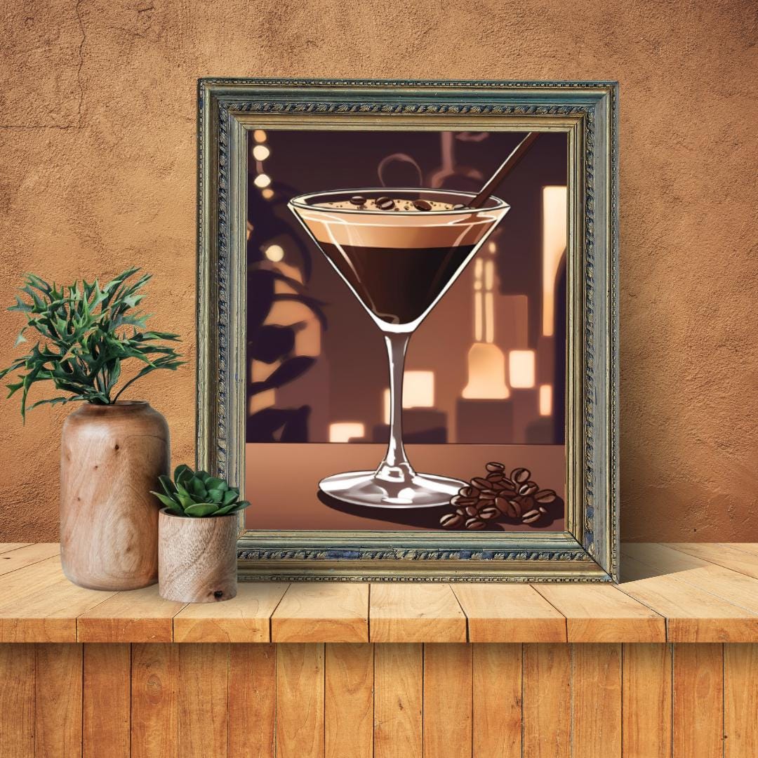 Espresso Martini Digital Poster, Cocktail Illustration, Drink Poster, Kitchen Wall Art, Home/Bar Decoration, A2 Format: 42 x 59.4 cm