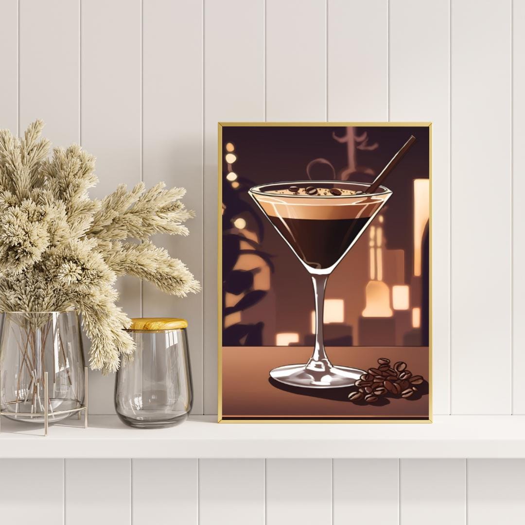 Espresso Martini Digital Poster, Cocktail Illustration, Drink Poster, Kitchen Wall Art, Home/Bar Decoration, A2 Format: 42 x 59.4 cm