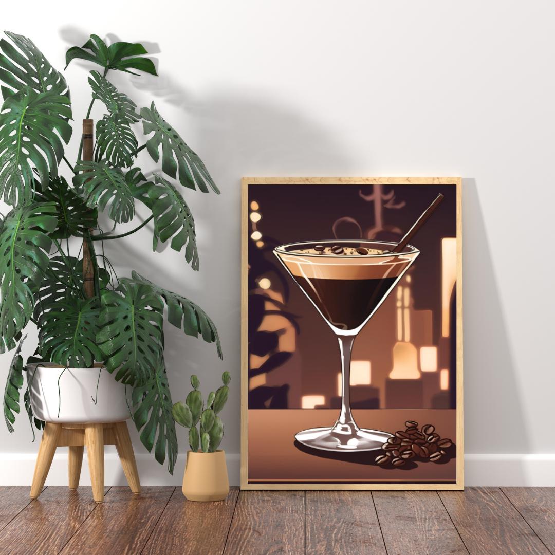 Espresso Martini Digital Poster, Cocktail Illustration, Drink Poster, Kitchen Wall Art, Home/Bar Decoration, A2 Format: 42 x 59.4 cm