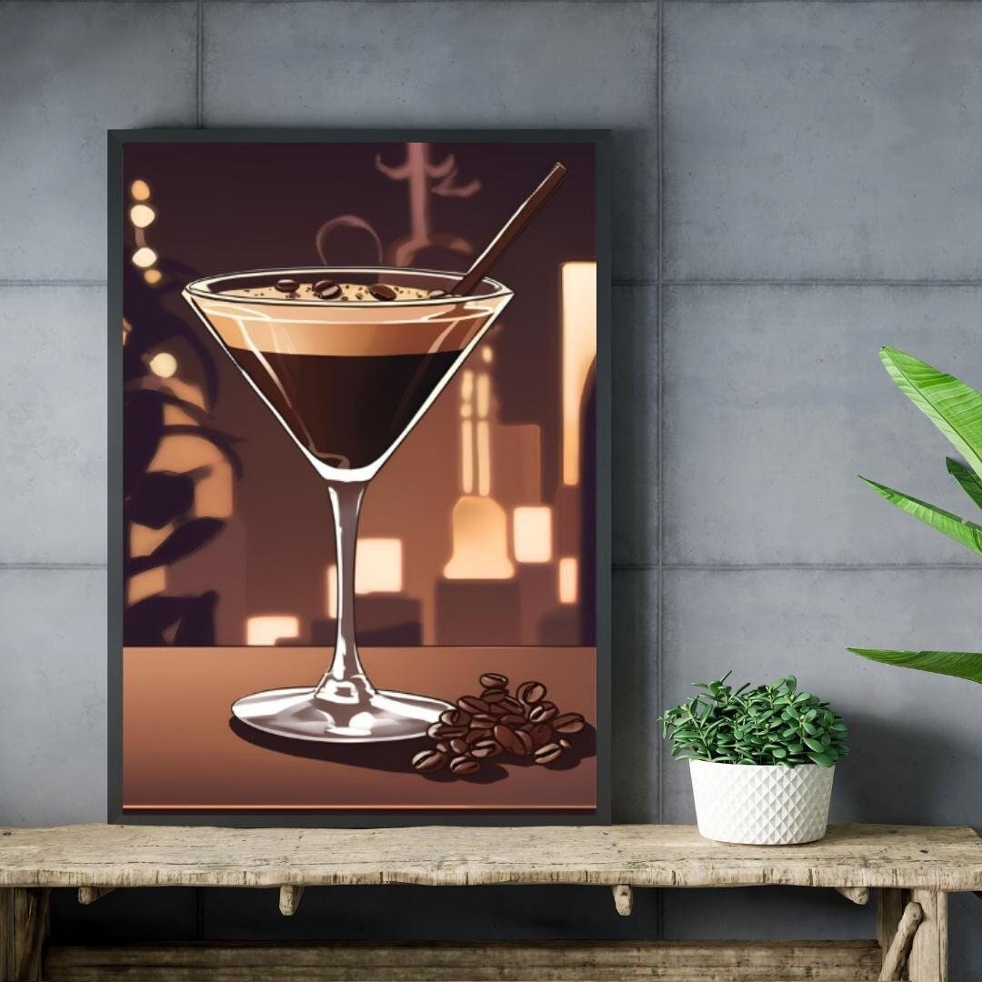 Espresso Martini Digital Poster, Cocktail Illustration, Drink Poster, Kitchen Wall Art, Home/Bar Decoration, A2 Format: 42 x 59.4 cm