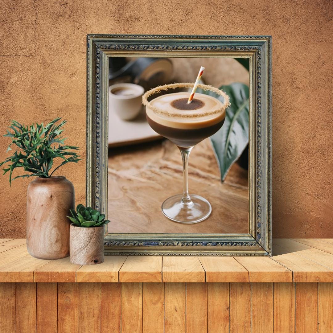 Espresso Martini Digital Poster, Cocktail Illustration, Drink Poster, Kitchen Wall Art, Home/Bar Decoration, A2 Format: 42 x 59.4 cm