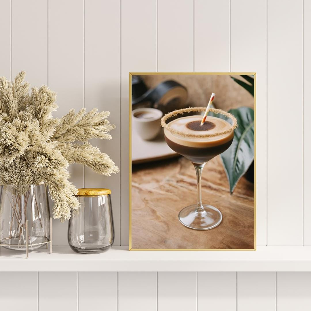 Espresso Martini Digital Poster, Cocktail Illustration, Drink Poster, Kitchen Wall Art, Home/Bar Decoration, A2 Format: 42 x 59.4 cm