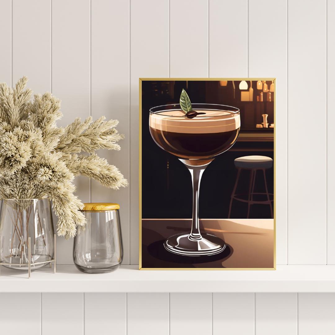 Espresso Martini Digital Poster, Cocktail Illustration, Drink Poster, Kitchen Wall Art, Home/Bar Decoration, A2 Format: 42 x 59.4 cm