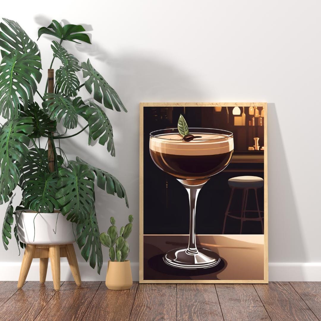 Espresso Martini Digital Poster, Cocktail Illustration, Drink Poster, Kitchen Wall Art, Home/Bar Decoration, A2 Format: 42 x 59.4 cm