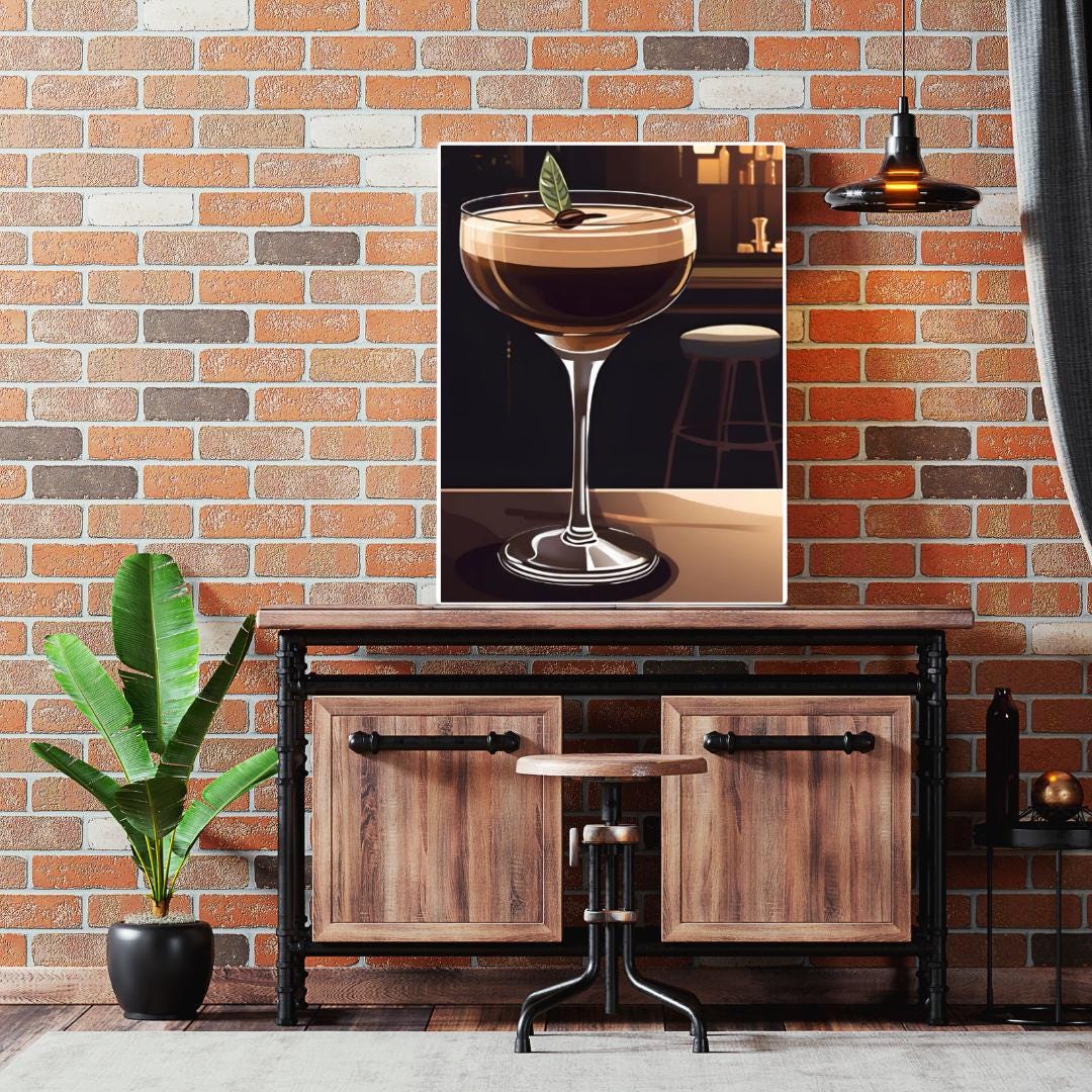 Espresso Martini Digital Poster, Cocktail Illustration, Drink Poster, Kitchen Wall Art, Home/Bar Decoration, A2 Format: 42 x 59.4 cm