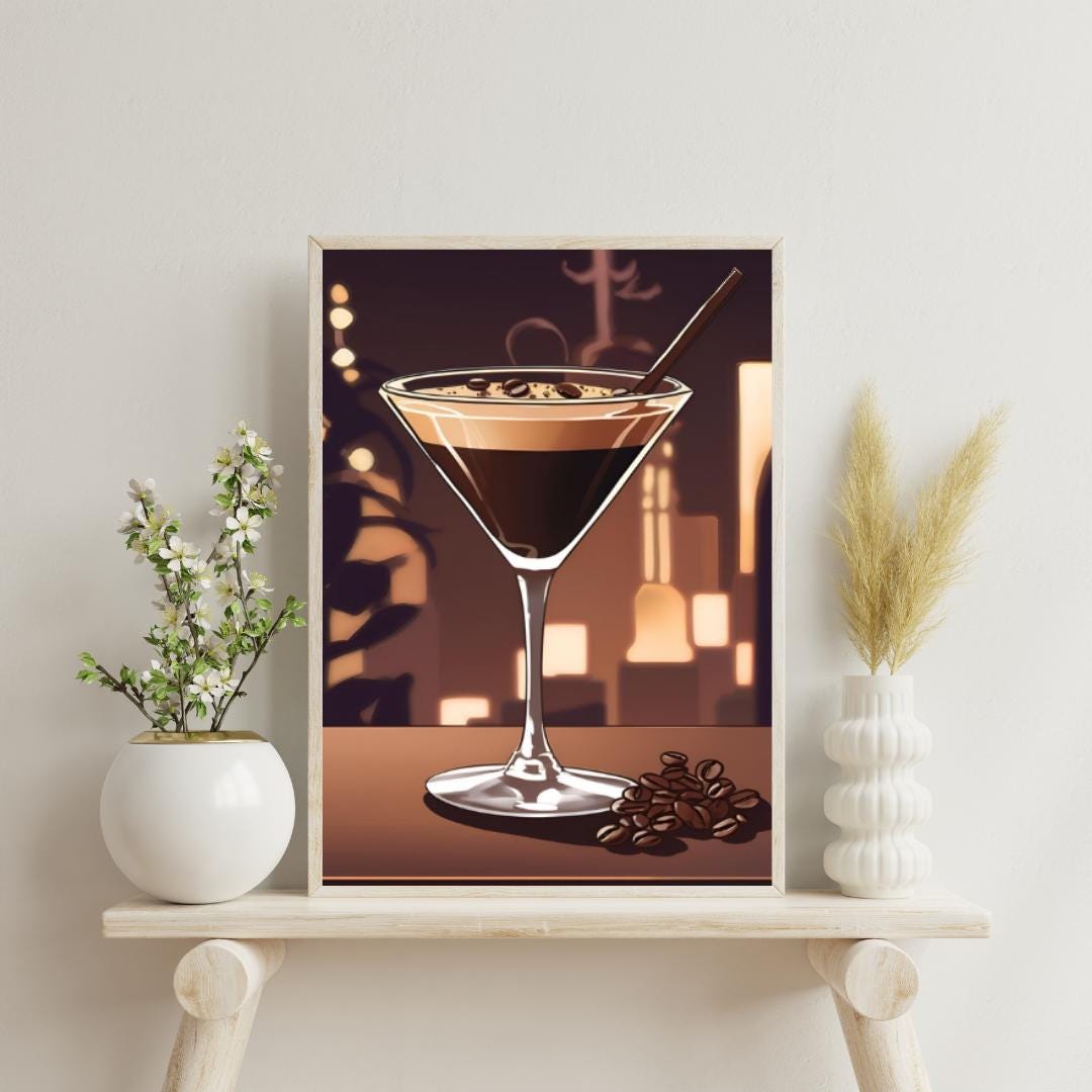 Espresso Martini Digital Poster, Cocktail Illustration, Drink Poster, Kitchen Wall Art, Home/Bar Decoration, A2 Format: 42 x 59.4 cm