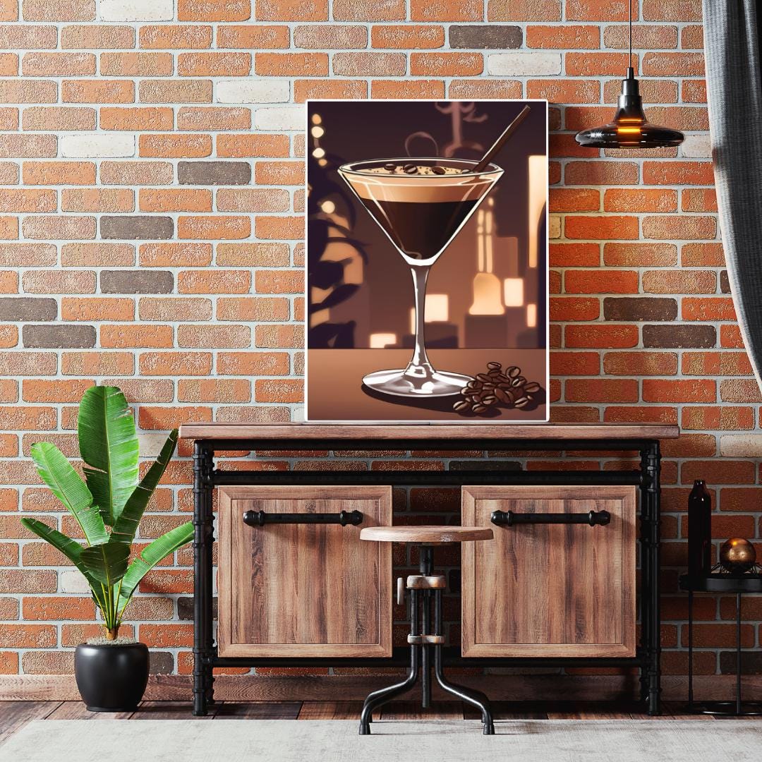 Espresso Martini Digital Poster, Cocktail Illustration, Drink Poster, Kitchen Wall Art, Home/Bar Decoration, A2 Format: 42 x 59.4 cm