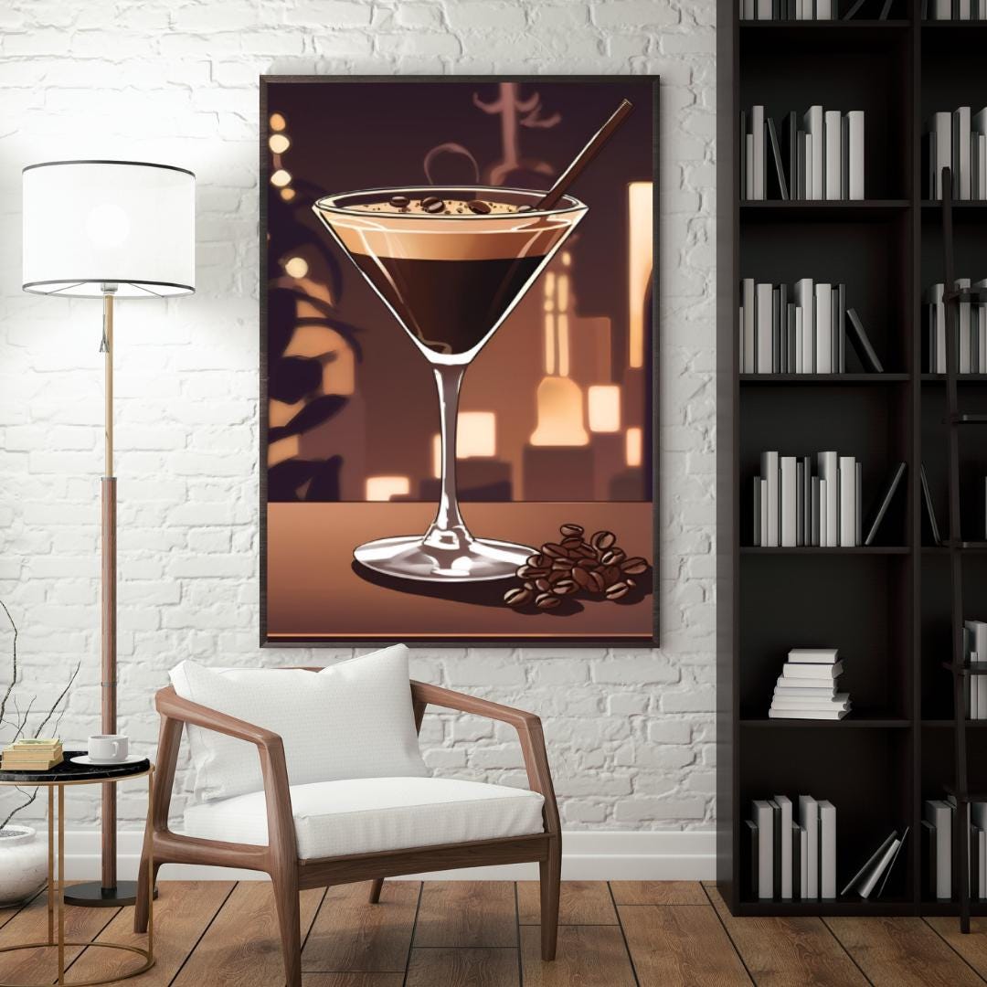 Espresso Martini Digital Poster, Cocktail Illustration, Drink Poster, Kitchen Wall Art, Home/Bar Decoration, A2 Format: 42 x 59.4 cm