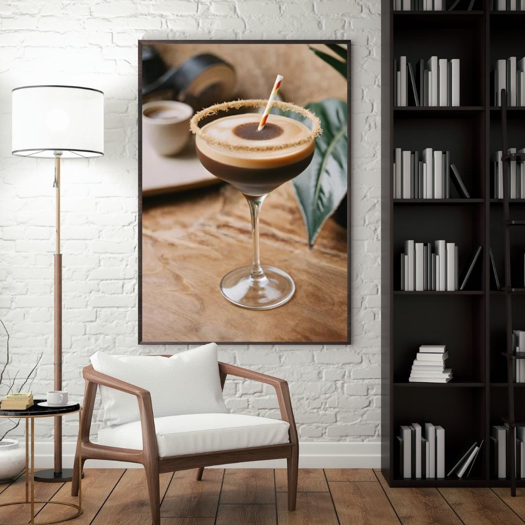 Espresso Martini Digital Poster, Cocktail Illustration, Drink Poster, Kitchen Wall Art, Home/Bar Decoration, A2 Format: 42 x 59.4 cm