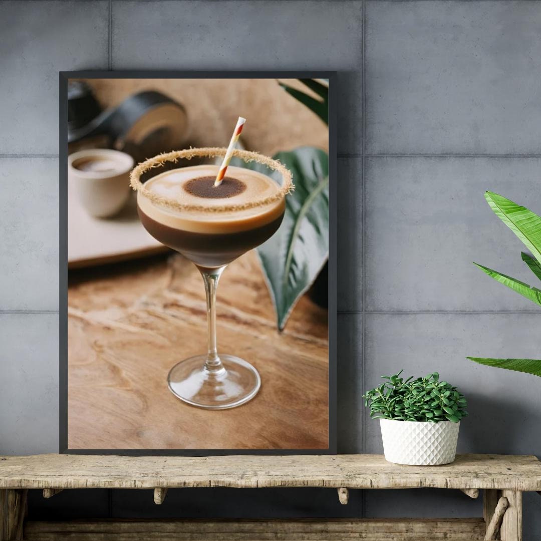 Espresso Martini Digital Poster, Cocktail Illustration, Drink Poster, Kitchen Wall Art, Home/Bar Decoration, A2 Format: 42 x 59.4 cm