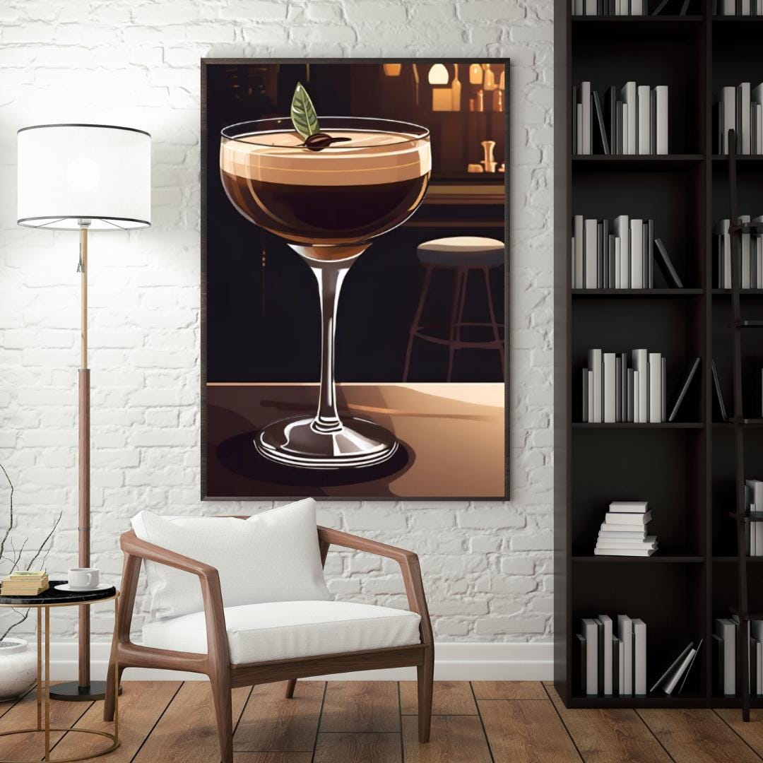 Espresso Martini Digital Poster, Cocktail Illustration, Drink Poster, Kitchen Wall Art, Home/Bar Decoration, A2 Format: 42 x 59.4 cm