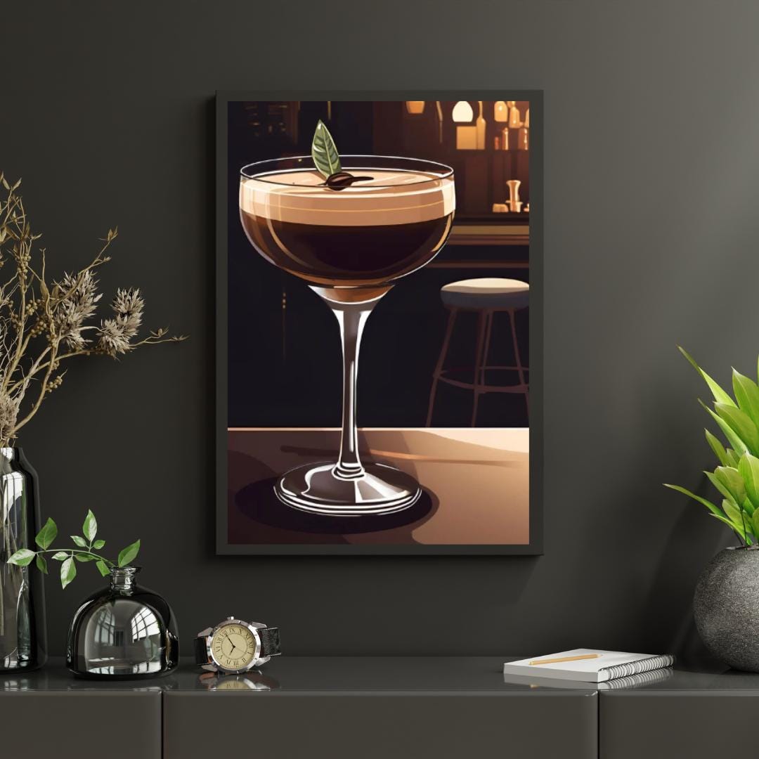 Espresso Martini Digital Poster, Cocktail Illustration, Drink Poster, Kitchen Wall Art, Home/Bar Decoration, A2 Format: 42 x 59.4 cm