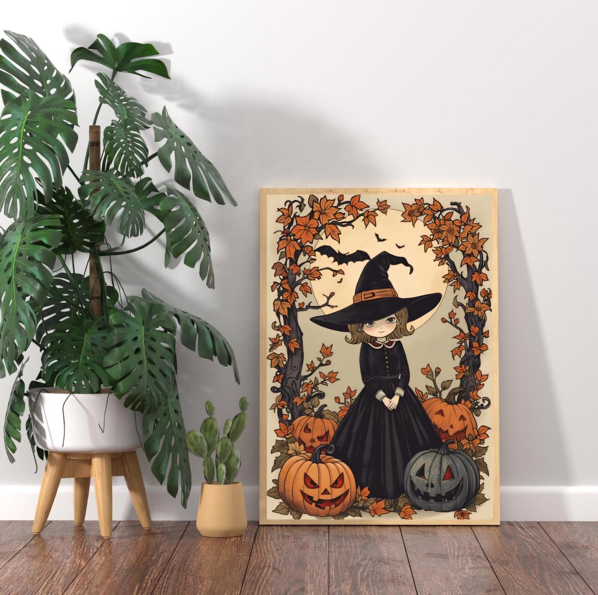 Affiche Imprimée A3 Qualité Premium - Halloween & Scène Automnale, Art Mural, Illustration, Poster Automne, Décoration Murale de Fête