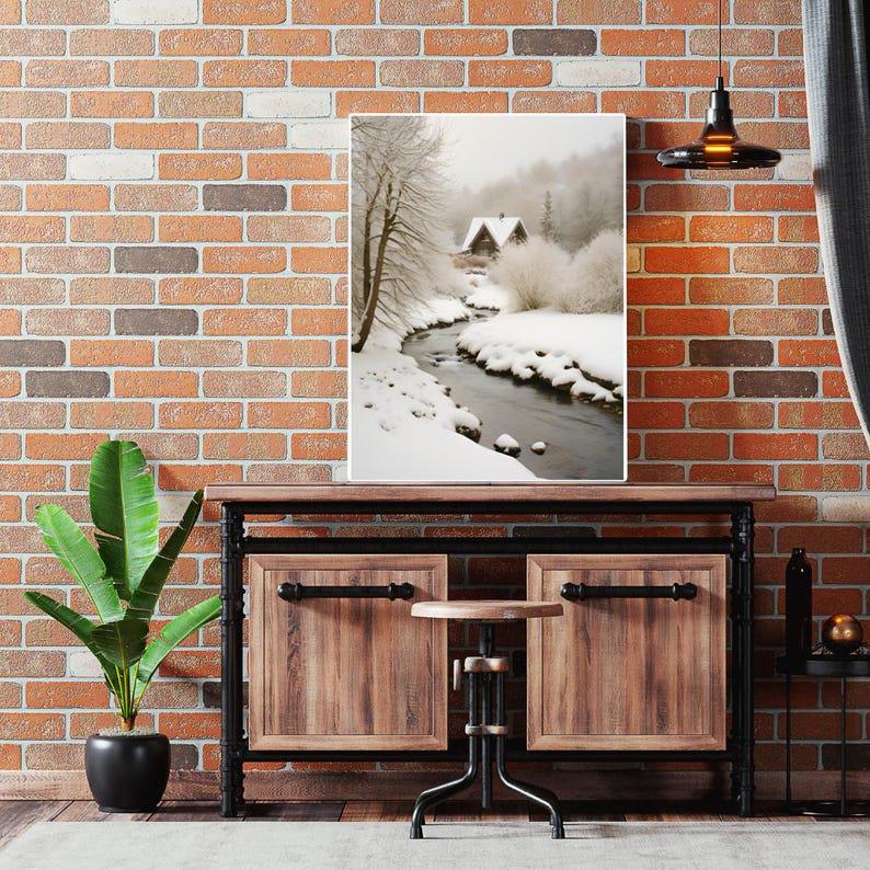 Affiche Imprimée A3 Qualité Premium - Paysage enneigé, Art Mural Hiver, Poster Nature & Neige, Illustration Voyage, Décoration Murale