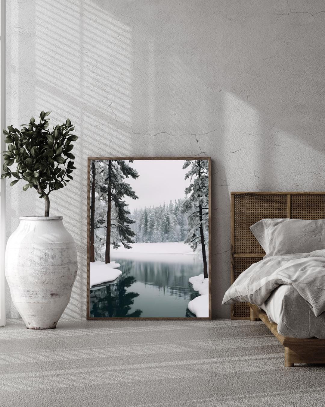 Affiche Imprimée A3 Qualité Premium - Paysage enneigé, Art Mural Hiver, Poster Nature & Neige, Illustration Voyage, Décoration Murale