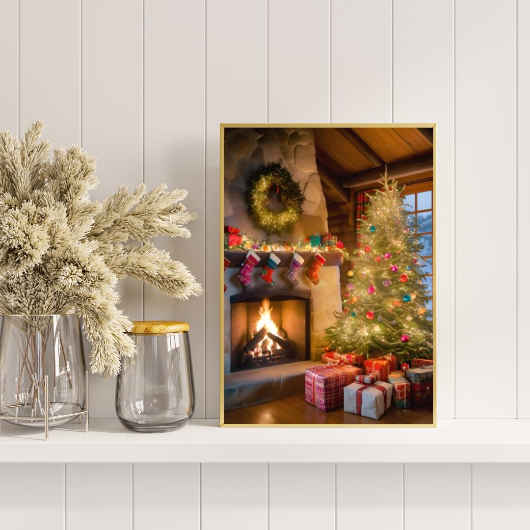 Affiche Imprimée A3 Qualité Premium - Art Mural de Noël, Décor & Illustration Festive, Poster Hiver, Décoration Murale Fêtes de Fin d'année