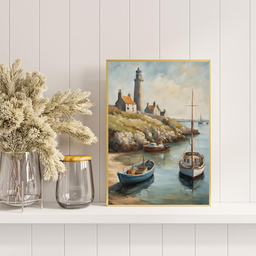 Affiche Imprimée A3 Qualité Premium - Paysage Marin, Presqu'île & Mer, Décor Maritime, Poster Océan, Art Mural Coloré, Impression Voyage