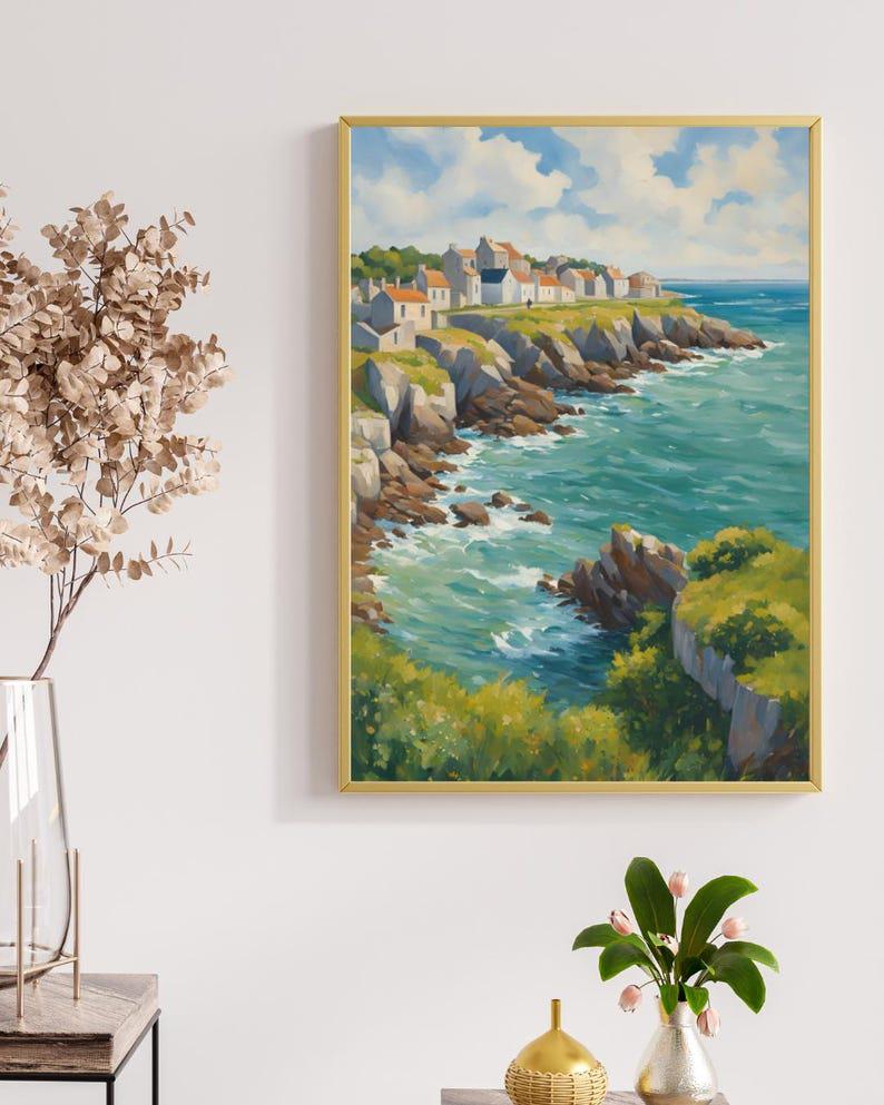 Affiche Imprimée A3 Qualité Premium - Paysage Marin, Presqu'île & Mer, Décor Maritime, Poster Océan, Art Mural Coloré, Impression Voyage