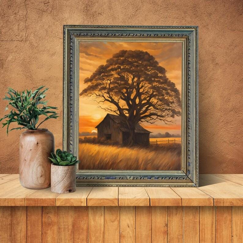 Affiche paysage sépia vintage – Poster nature rétro – Décoration murale artistique – Art mural ancien – Impression photo sépia