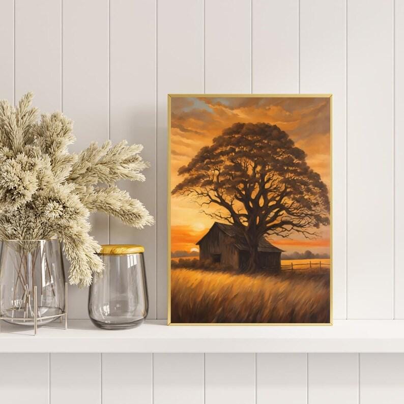 Affiche paysage sépia vintage – Poster nature rétro – Décoration murale artistique – Art mural ancien – Impression photo sépia