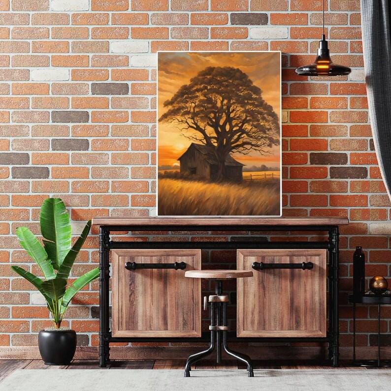 Affiche paysage sépia vintage – Poster nature rétro – Décoration murale artistique – Art mural ancien – Impression photo sépia