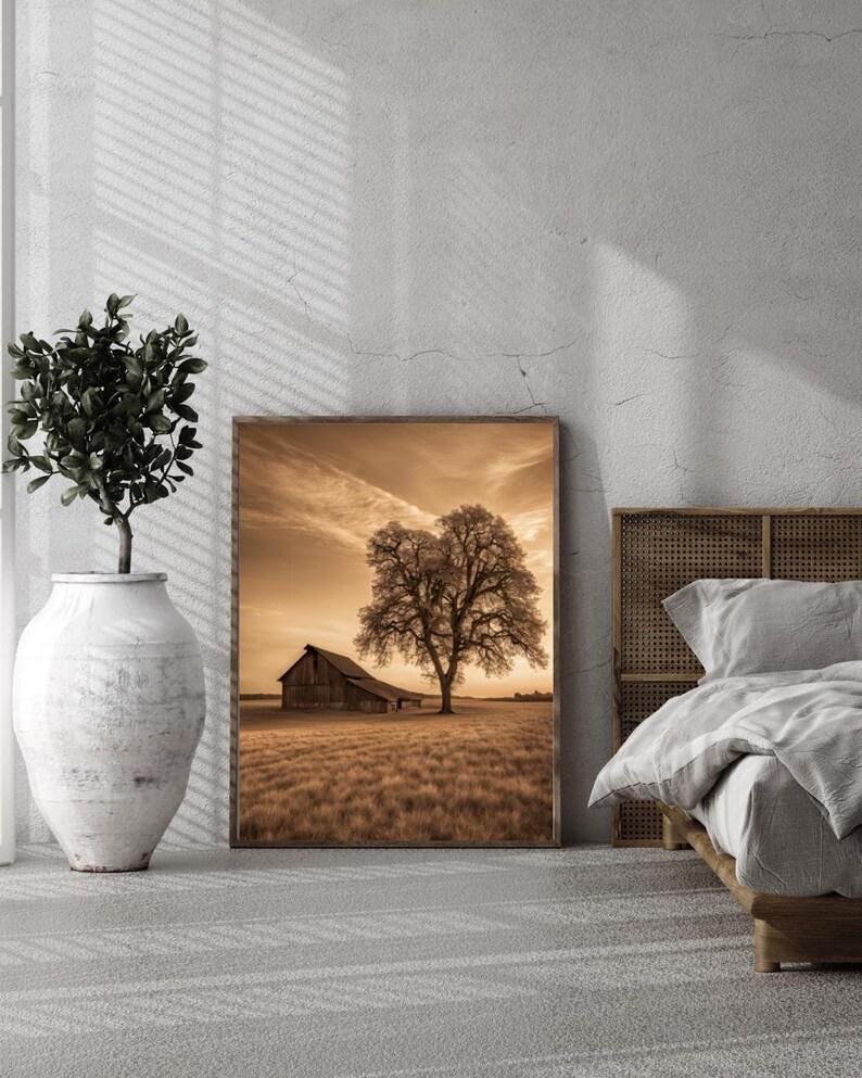 Affiche paysage sépia vintage – Poster nature rétro – Décoration murale artistique – Art mural ancien – Impression photo sépia